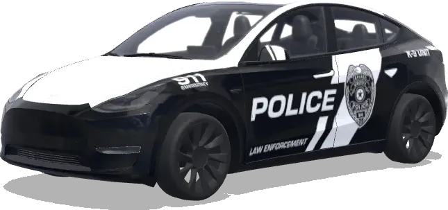 Schwarz-Weiß-Polizeimarke-Folierung – Tesla Model Y Wrap