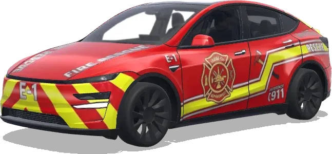 Envoltura de insignia de bombero roja – wrap para Tesla Model Y