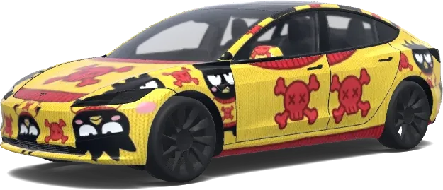Gelbe Piratenschädel – Tesla Model 3 Wrap
