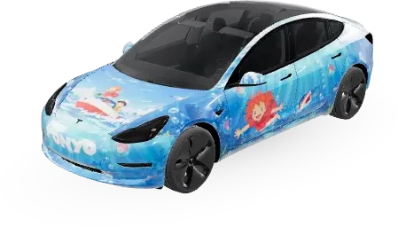 吉卜力崖上的波妞(Ponyo Studio Ghibli) – 特斯拉 Model 3 塗裝