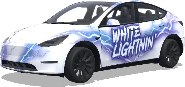 White Lightnin – Tesla Model Y wrap