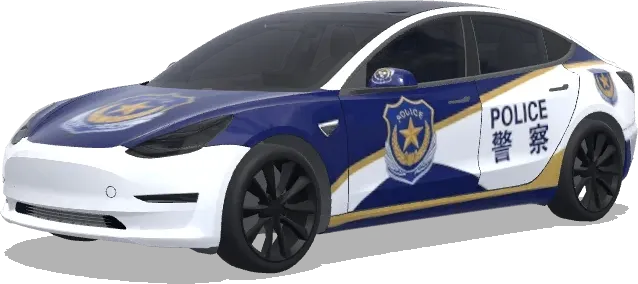 Blue Gold Police Star (警察) – Tesla Model 3 wrap
