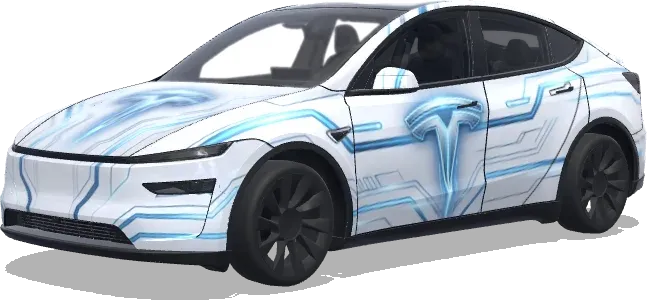 Tesla Futurista Blanco (blanc avec logo futuriste tesla) – wrap para Tesla Model Y
