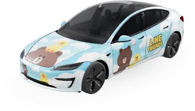 라인프렌즈 (Linefriends) – 테슬라 Model 3 랩핑