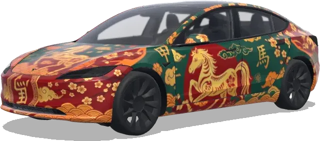 Год Лошади (chinese new year of the horse) – оклейка Tesla Model 3