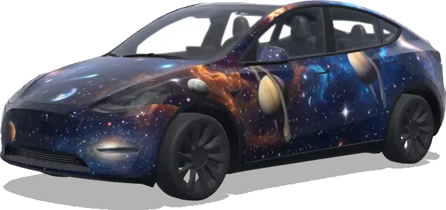 on the theme of space. – Tesla Model Y wrap