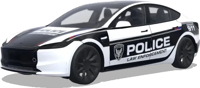 Envoltura de coche estilo policía negro y blanco – wrap para Tesla Model 3