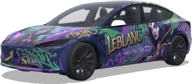 LeBlanc LOL (帮我在车辆侧片涂鸦英雄联盟诡术妖姬的皮肤) – wrap para Tesla Model 3