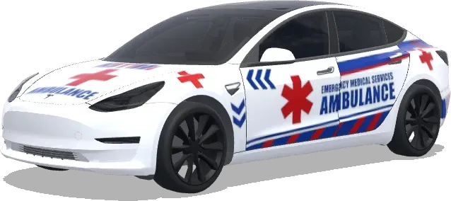 Blue Stripe Star of Life Ambulance – Tesla Model 3 wrap
