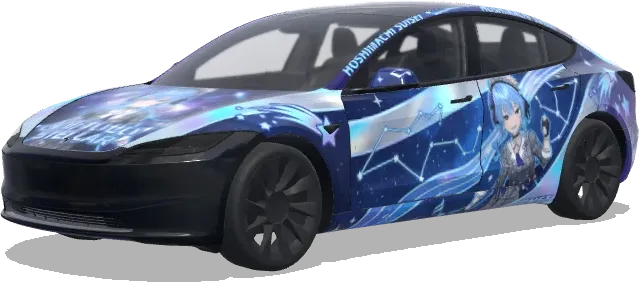 Hoshimachi Suisei Itasha (星街すいせい 痛車) – Tesla Model 3 Wrap