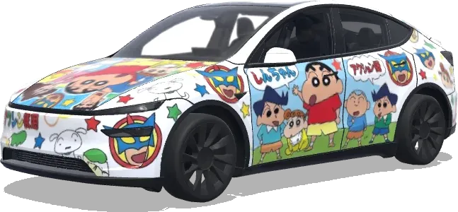Crayon Shin-chan cartoon style – Tesla Model Y wrap