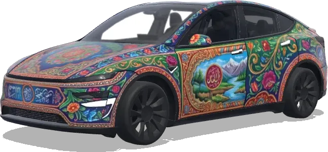 Camión Paquistaní (make a pakistani truck themed wrap) – wrap para Tesla Model Y