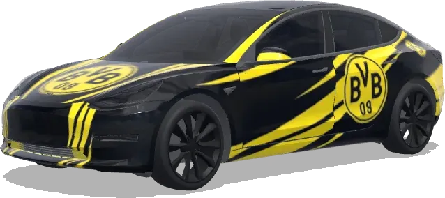 Schwarz-Gelb BVB Design (schwarz mit gelben design und bvb logos) – Tesla Model 3 Wrap
