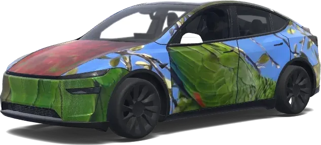 Tropical Reflections – Tesla Model Y wrap