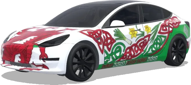 Walisisches Design – Tesla Model 3 Wrap