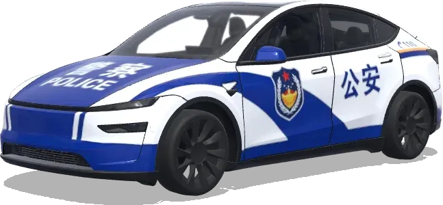 블루 화이트 경찰 테슬라 (警车涂装,蓝白条纹,官方徽章和紧急车辆标记) – 테슬라 Model Y 랩핑