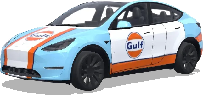 Gulf Oil Livery – Tesla Model Y wrap