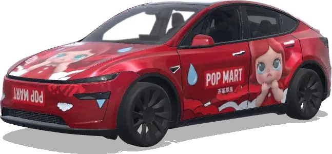 pop mart's crybaby with red design – Tesla Model Y wrap