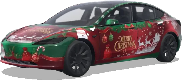 Habit de Noël joyeux du Père Noël – covering Tesla Model 3