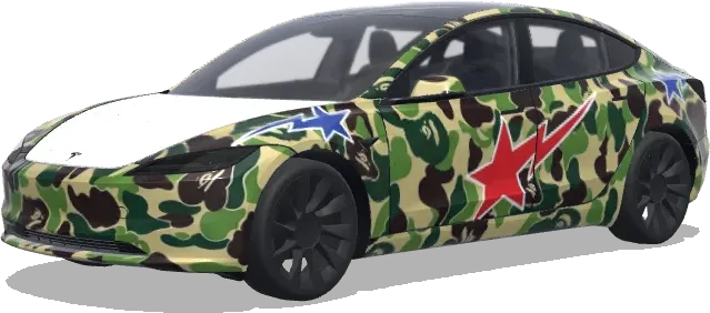 BAPE 카모 스타일 (bapecamo and bapesta) – 테슬라 Model 3 랩핑