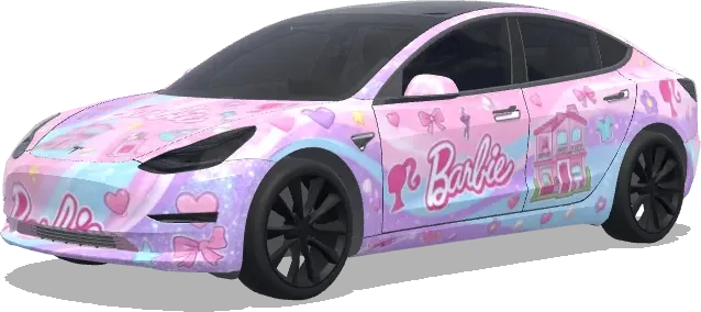 Barbie Girl Cute (barbie as a girl theme. make it cute) – Tesla Model 3 Wrap