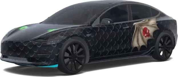 Neon Scale Black – Tesla Model 3 wrap
