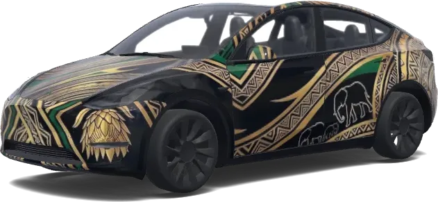 Tribal Gold & Green – Tesla Model Y wrap