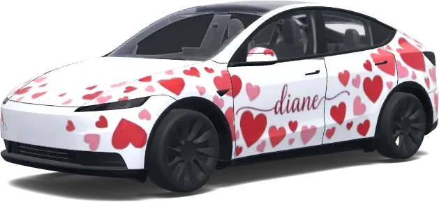 Cœur rouge et rose – covering Tesla Model Y