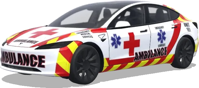 Rotes-Kreuz-Stern-Krankenwagen – Tesla Model 3 Wrap