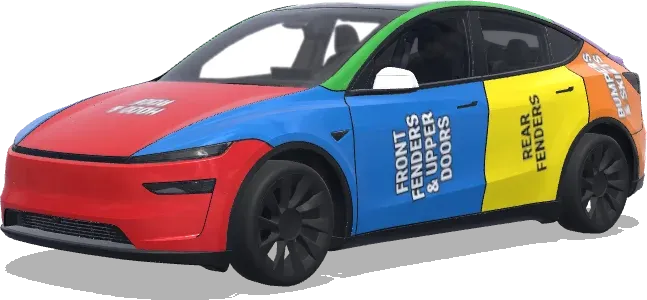 Pièces colorées descriptions – covering Tesla Model Y