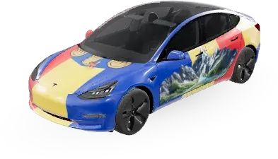 Drapeau Roumain (Romanian Flag) – covering Tesla Model 3