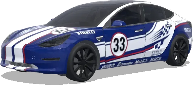 블루 넘버 33 레이싱 랩 – 테슬라 Model 3 랩핑