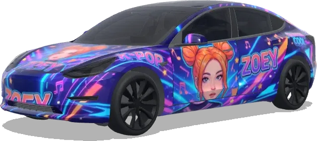 K-Pop Zoey Space Buns – Tesla Model 3 Wrap