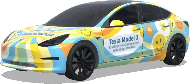 go for happiness – Tesla Model 3 wrap
