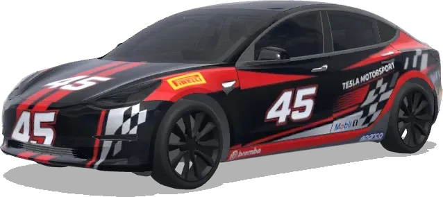 Black Red 45 Racing – Tesla Model 3 wrap