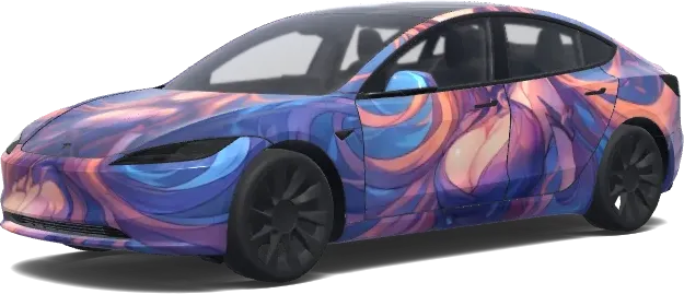 Big anime boobie naked. – Tesla Model 3 wrap