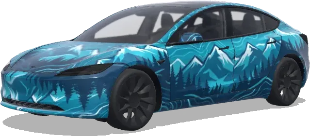 Blue Outdoor Cool Design (青を基調としたアウトドアに合うカッコいいデザイン) – Tesla Model 3 wrap