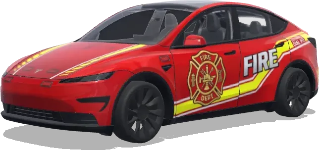 Fire Badge Red Tesla – Tesla Model Y wrap