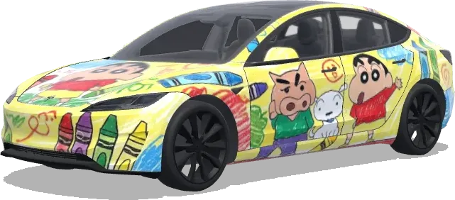 Crayon Shin-chan (小新,蜡笔风格) – covering Tesla Model 3