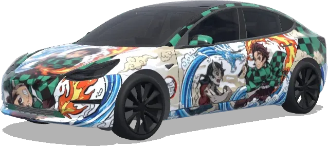 Demon Slayer Tanjiro Kampf (demon slayer tanjiro fight) – Tesla Model 3 Wrap