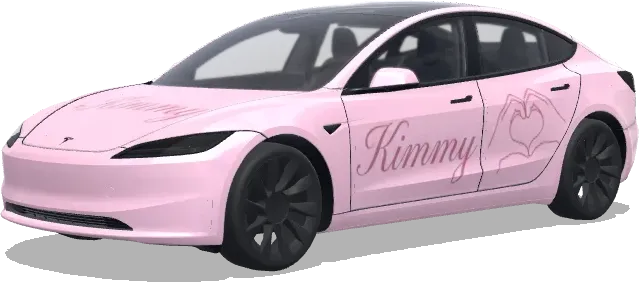 Pink Heart Kimmy – Tesla Model 3 wrap