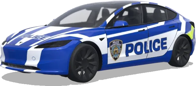 Librea policial azul y blanca con escudo – wrap para Tesla Model 3