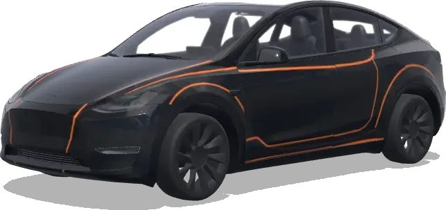 Matt Schwarz Orange Rennstrecke – Tesla Model Y Wrap