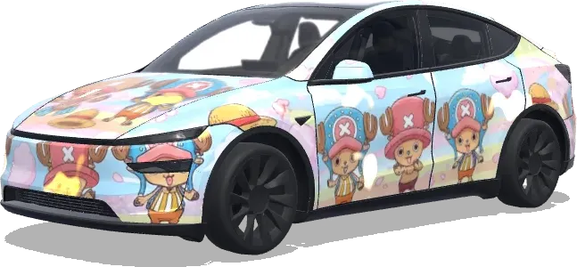 One Piece Chopper Cute (원피스 쵸파 캐릭터를 넣어서 귀여운 느낌으로 만들어줘) – Tesla Model Y wrap