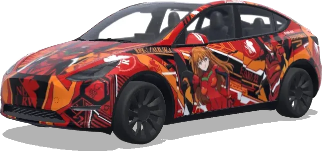 緋紅明日香駕駛服車身貼膜 – 特斯拉 Model Y 塗裝