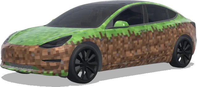 Minecraft Grasblock (Minecraft grass block) – Tesla Model 3 Wrap