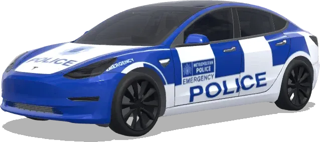 Metropolitanische Notfallblau-Weiß – Tesla Model 3 Wrap