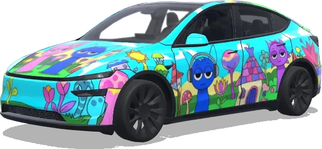 Стиль Sprunki (sprunkiのキャラクターと世界観をデザインして) – оклейка Tesla Model Y