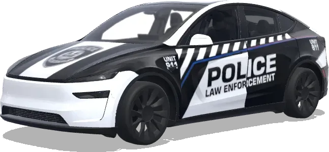 Diagonale Streifen Polizei-Einheit 911 – Tesla Model Y Wrap