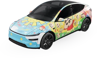 粉彩蠟筆小新陽光(짱구) – 特斯拉 Model Y 塗裝